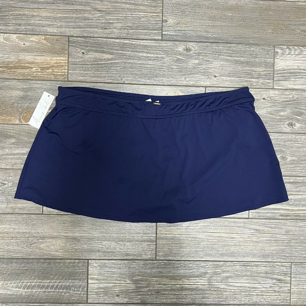 NWT Anne Cole Swimsuit Bikini Bottoms Skirt Plus Size 24W 24 Navy - Picture 12 of 12
